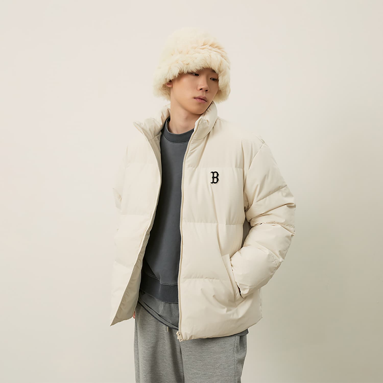Зимняя куртка MLB Boston Red Sox Basic Collection FW24 Пуховик Унисекс Темный Кремовый - изображение 4