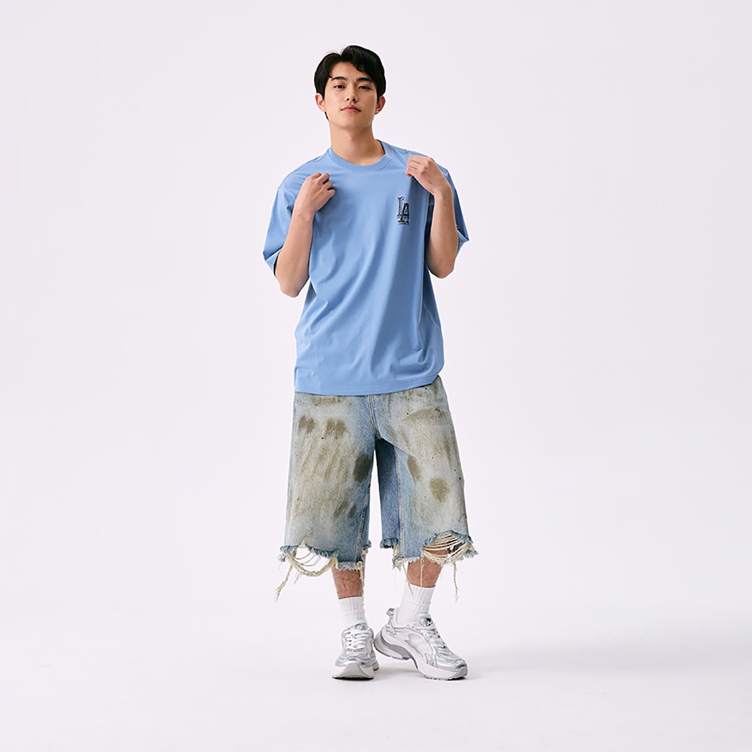 Футболка MLB MONOGRAM SS25 T Рубашка Унисекс Темно-Небесно-Синий - изображение 7