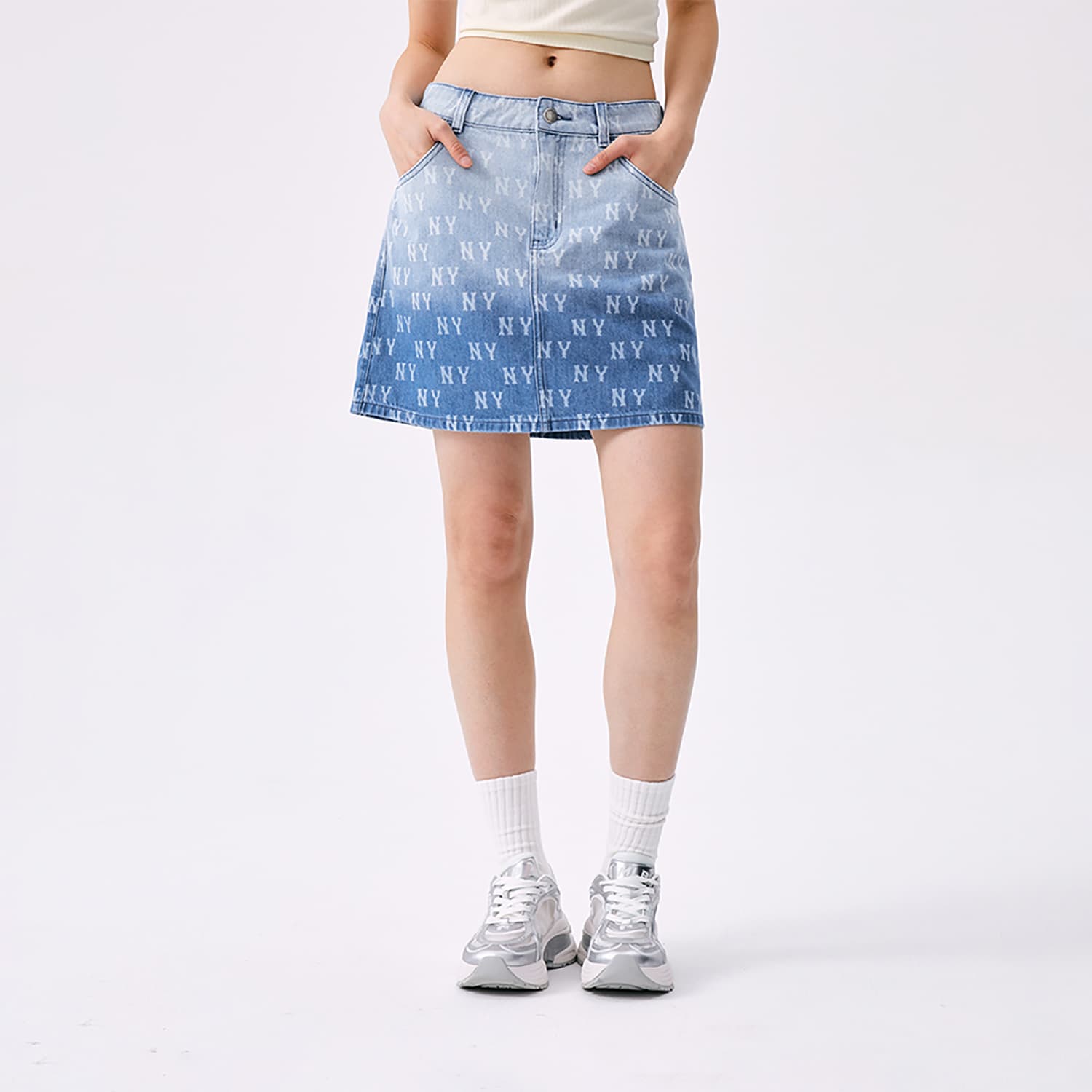 MLB MONOGRAM SS25 Джинсовые короткие юбки Женские Индиго - изображение 4