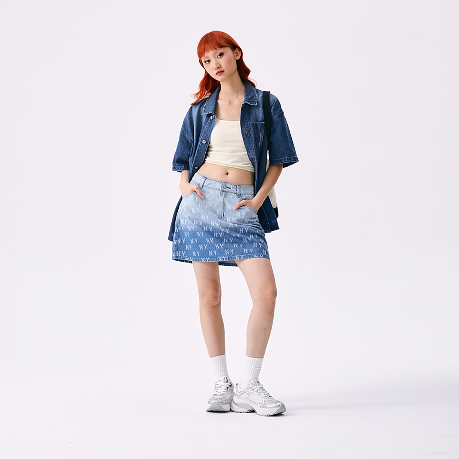 MLB MONOGRAM SS25 Джинсовые короткие юбки Женские Индиго - изображение 6
