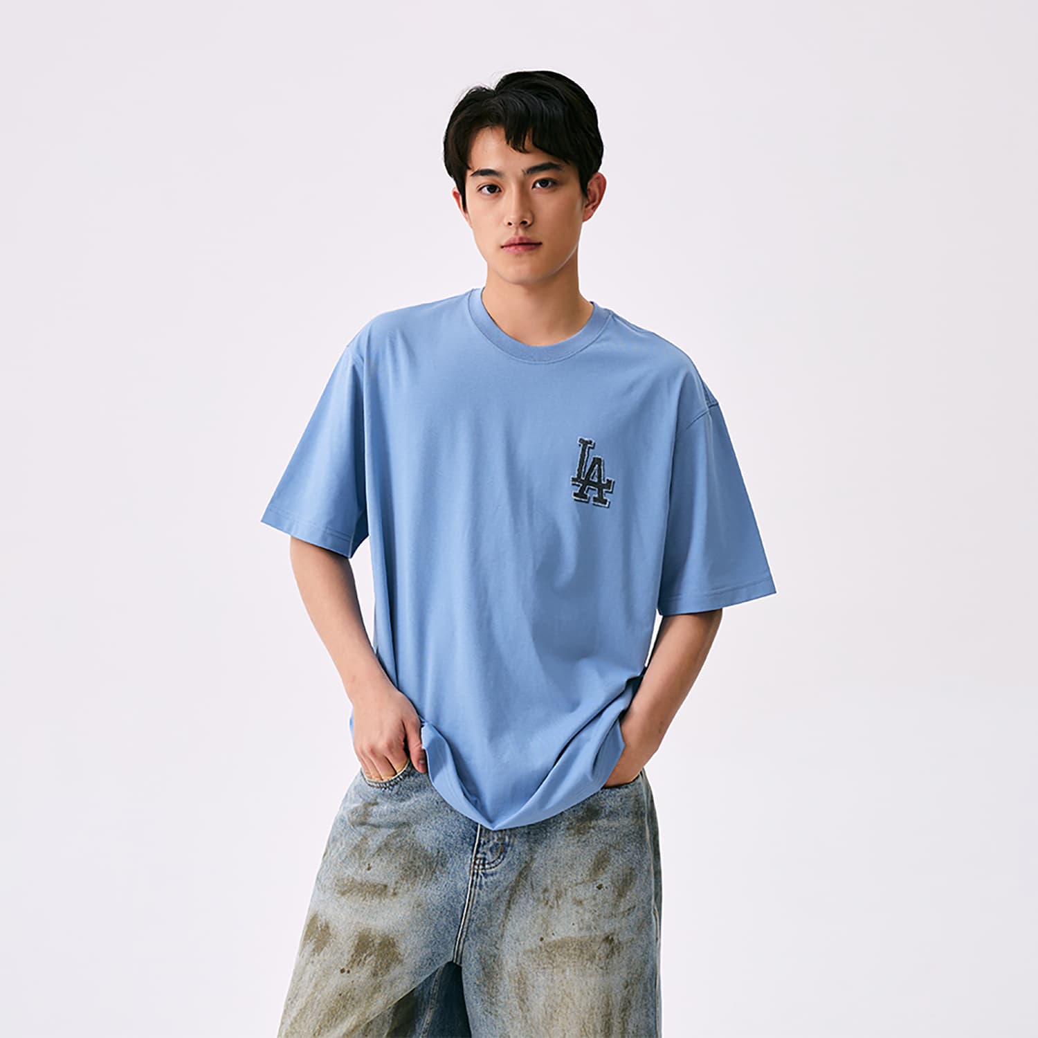 Футболка MLB MONOGRAM SS25 T Рубашка Унисекс Темно-Небесно-Синий - изображение 4