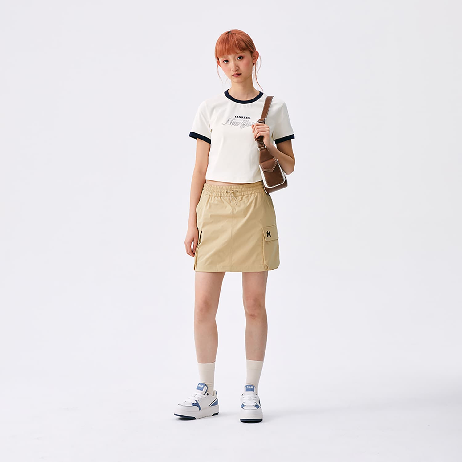 Mlb Base Logo New York Yankees Basic Collection SS25 Короткие юбки карго Женские Бежевый - изображение 3