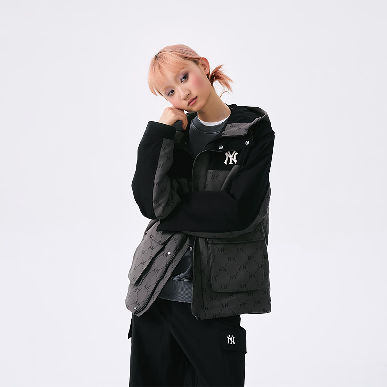 Куртка MLB MONOGRAM SS25 Куртка Унисекс Темно-Угольный Серый - изображение 5