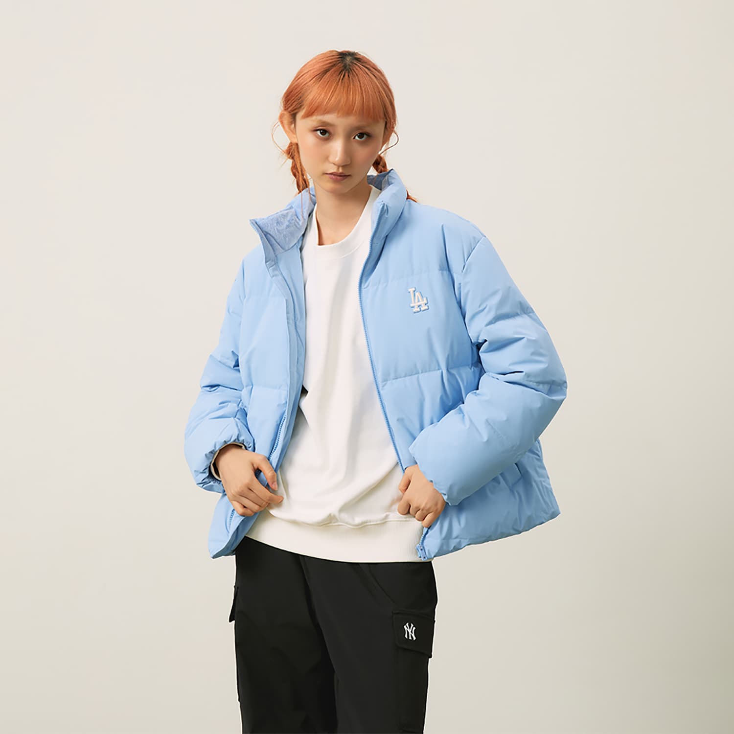 Зимняя куртка MLB Los Angeles Dodgers Basic Collection FW24 Пуховик Унисекс Небесно-синий - изображение 4