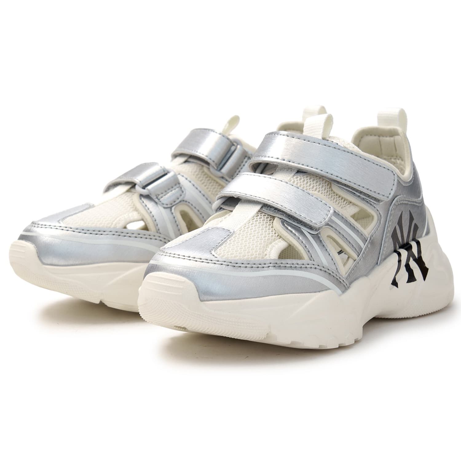 Кроссовки Mlb Base Logo Нью-Йорк Янкис Синтетическая кожа Low Топ Kids Lifestyle Shoes Серебряный Детский - изображение 4