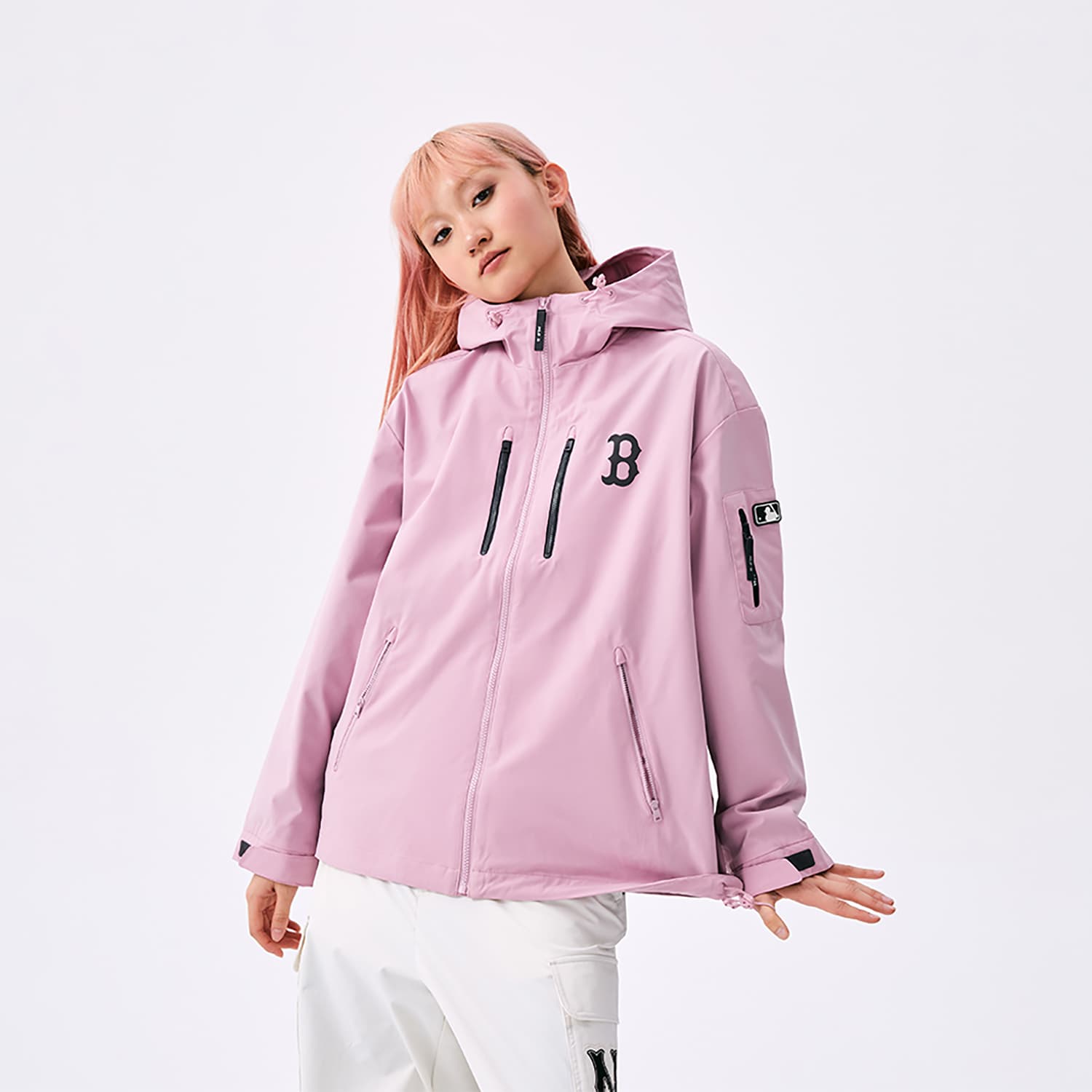 Куртка mlb Basic Collection Basic Boston Red Sox SS25 Куртки Пальто Унисекс Вересковый серый Фиолетовый - изображение 4