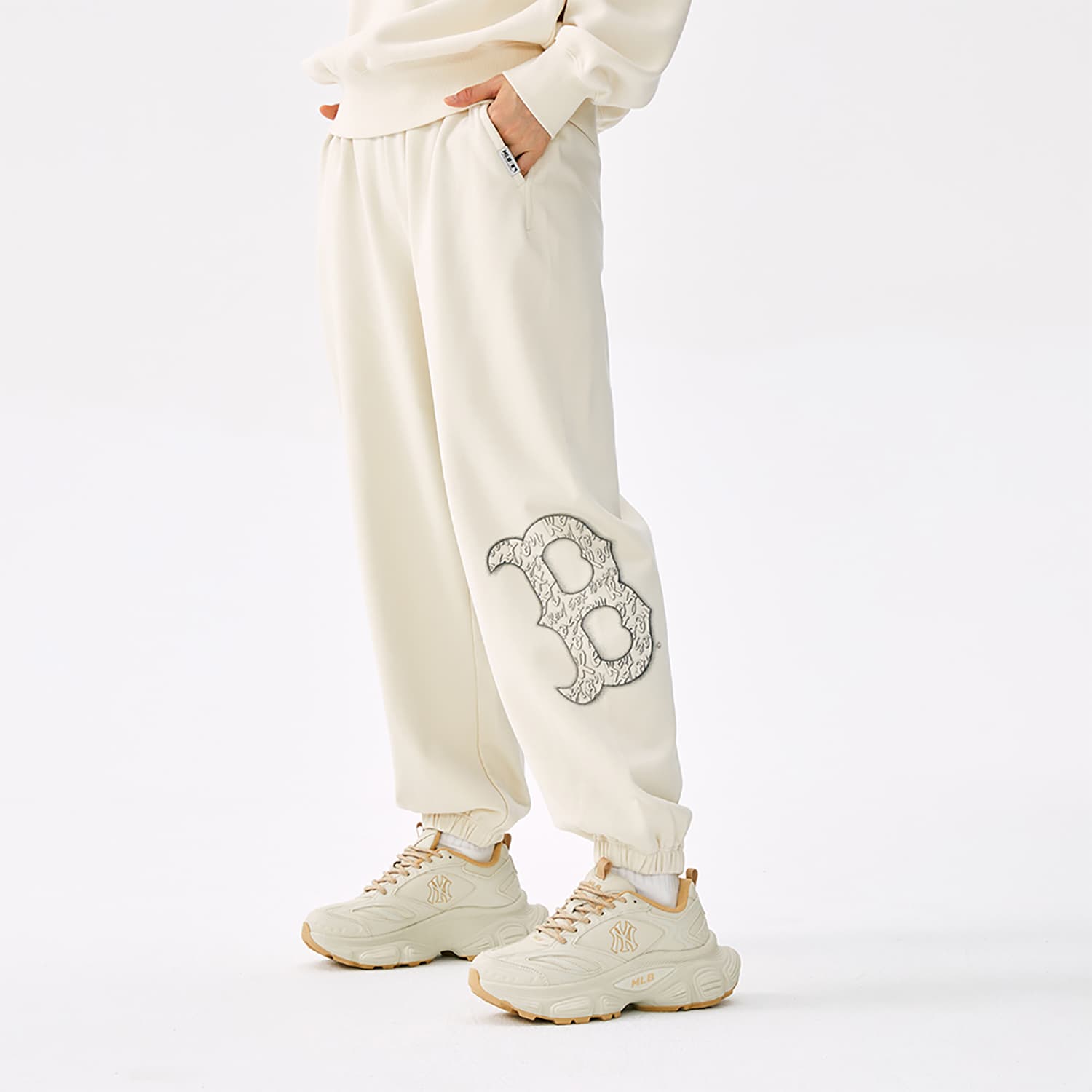 Штаны MLB Boston Red Sox Basic Collection 25FW Вязаные Тренировочные Штаны Унисекс Стандартный Размер Айвори - изображение 5