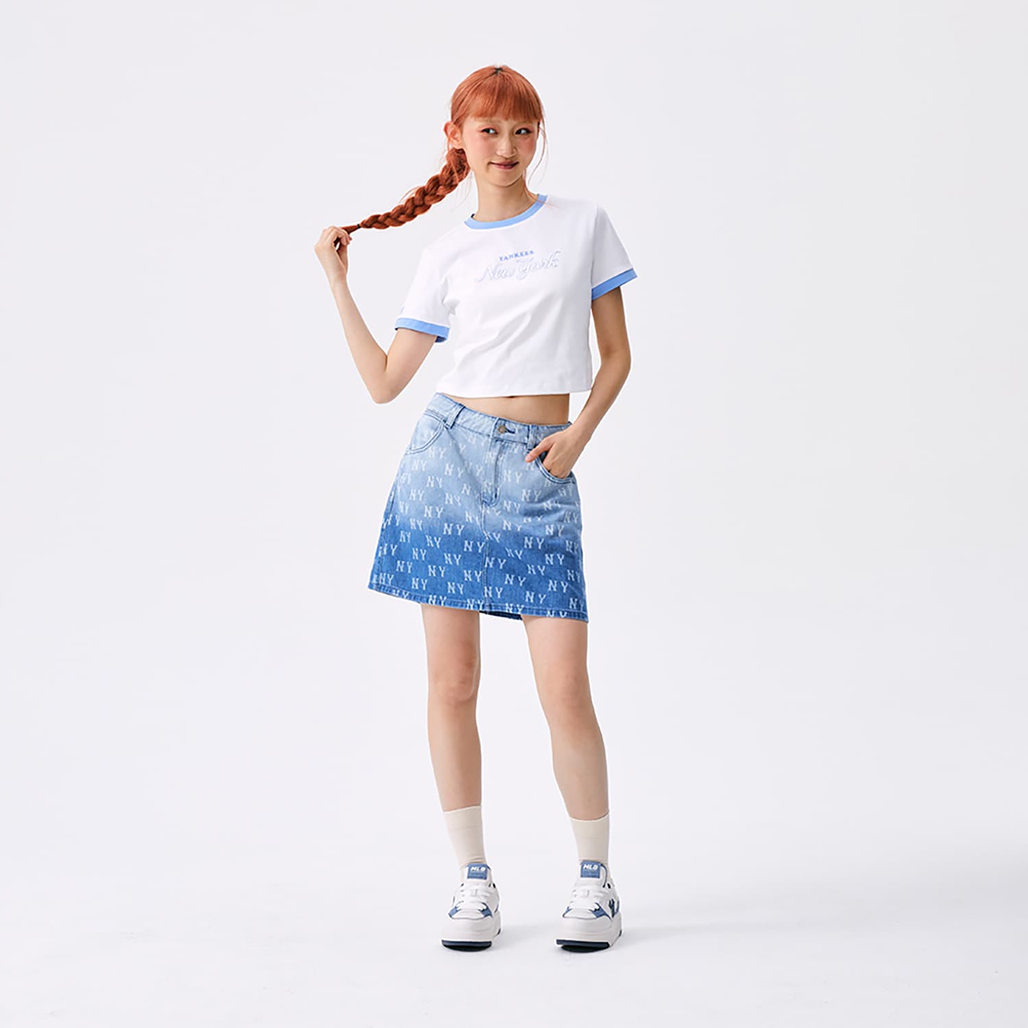 Футболка MLB Preppy Style Collection New York Yankees SS25 T Рубашка Женская Экрю - изображение 6