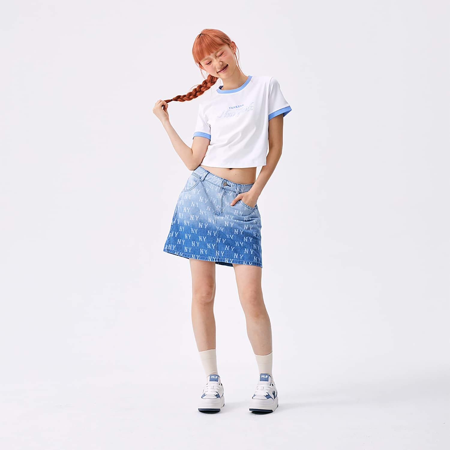 Футболка MLB Preppy Style Collection New York Yankees SS25 T Рубашка Женская Экрю - изображение 5