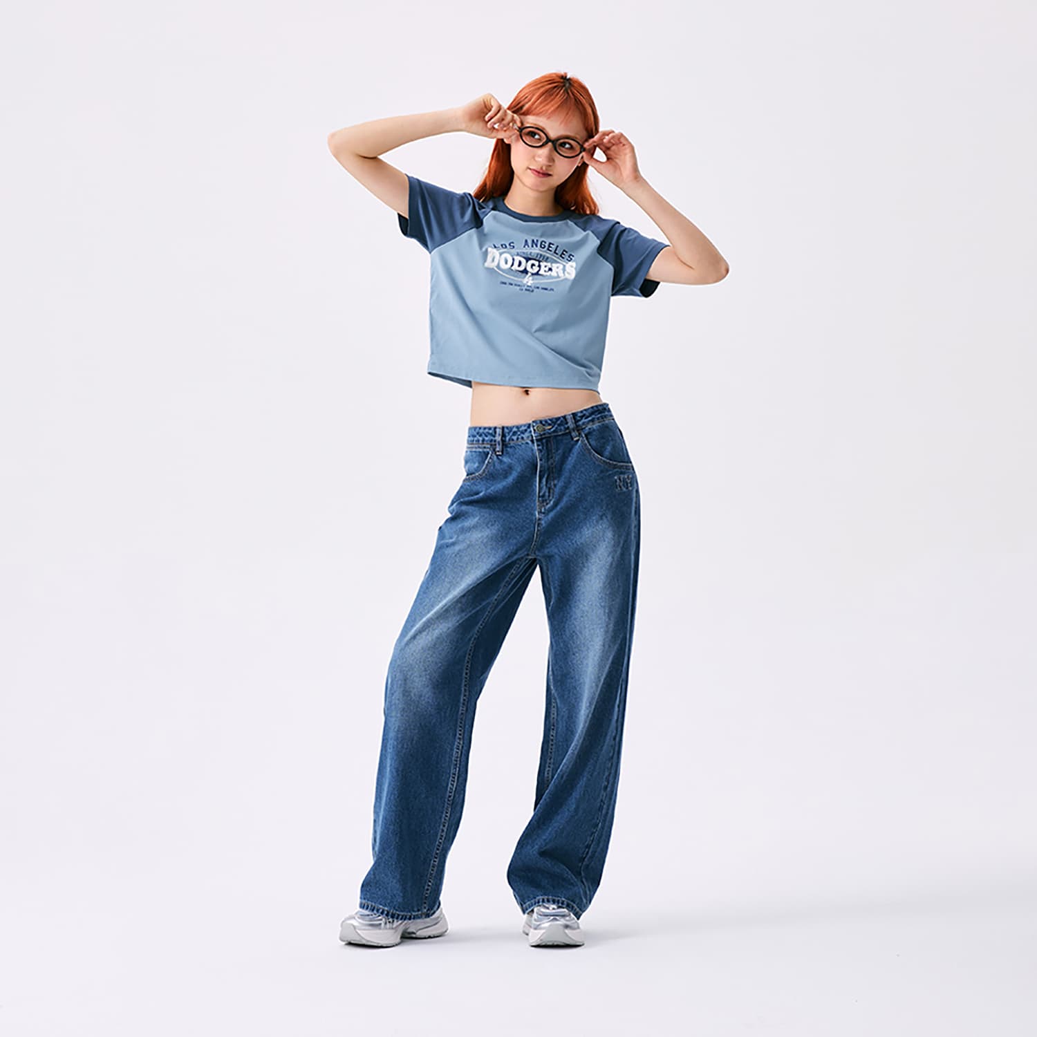 Футболка MLB Preppy Style Collection Los Angeles Dodgers SS25 Реглан T-Рубашка Женская Светлая Джинсовая - изображение 6