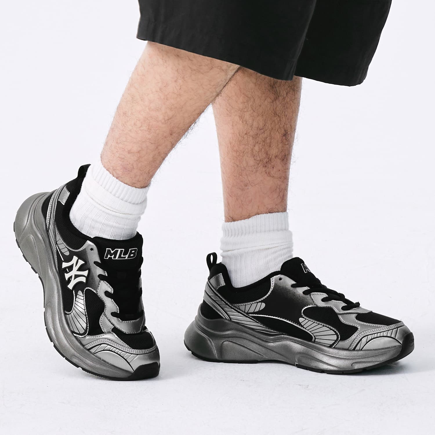 Кроссовки для бега MLB Chunky Jogger Low Топ Повседневные беговые кроссовки Унисекс Черные - изображение 5