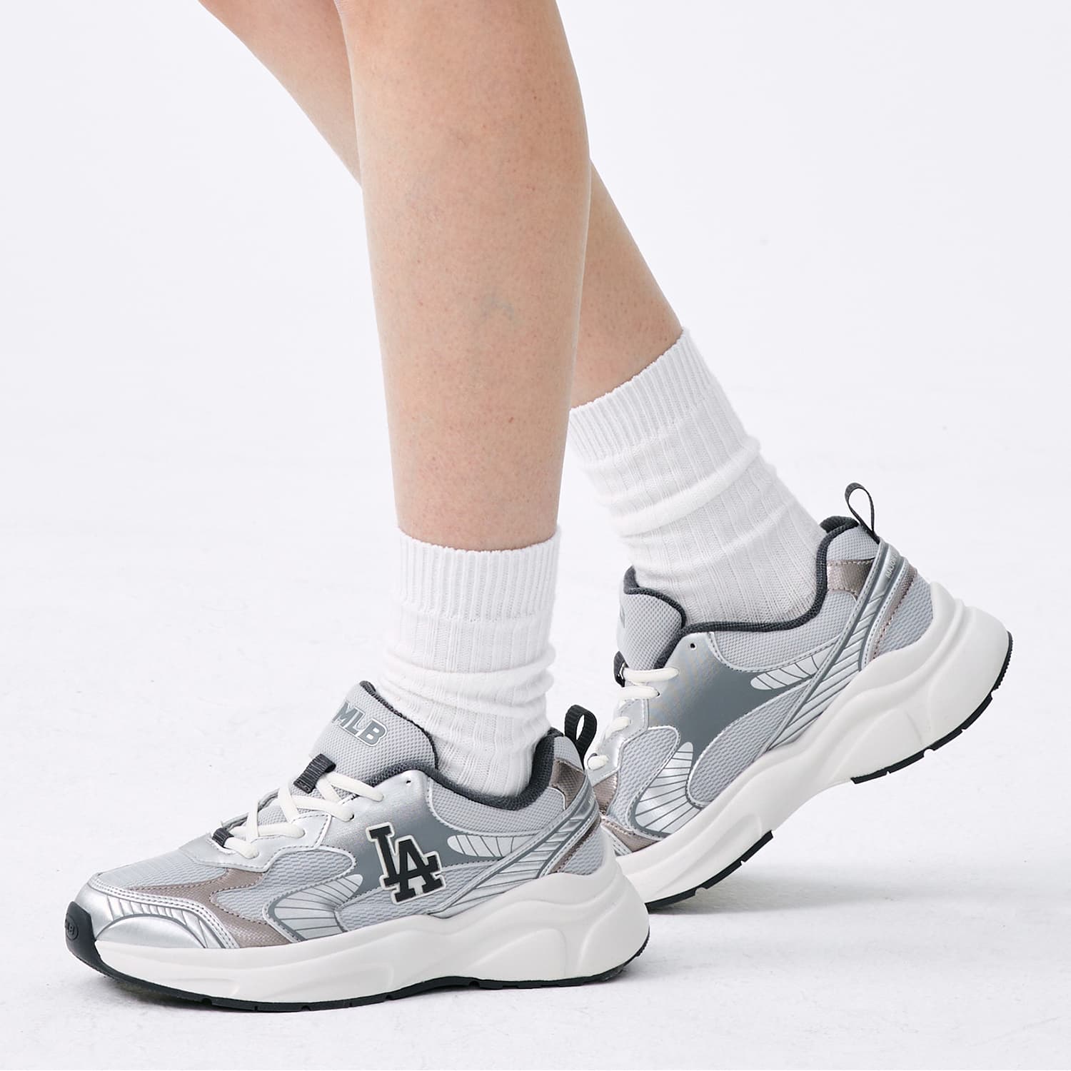 Кроссовки для бега MLB Chunky Jogger Low Топ Повседневные беговые кроссовки Унисекс Светло-серый - изображение 5