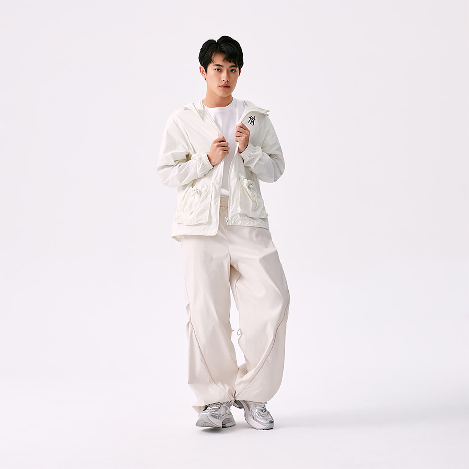 Куртка mlb New York Yankees Basic Collection SS25 Ветрозащитный Куртка Унисекс Сливочный - изображение 7