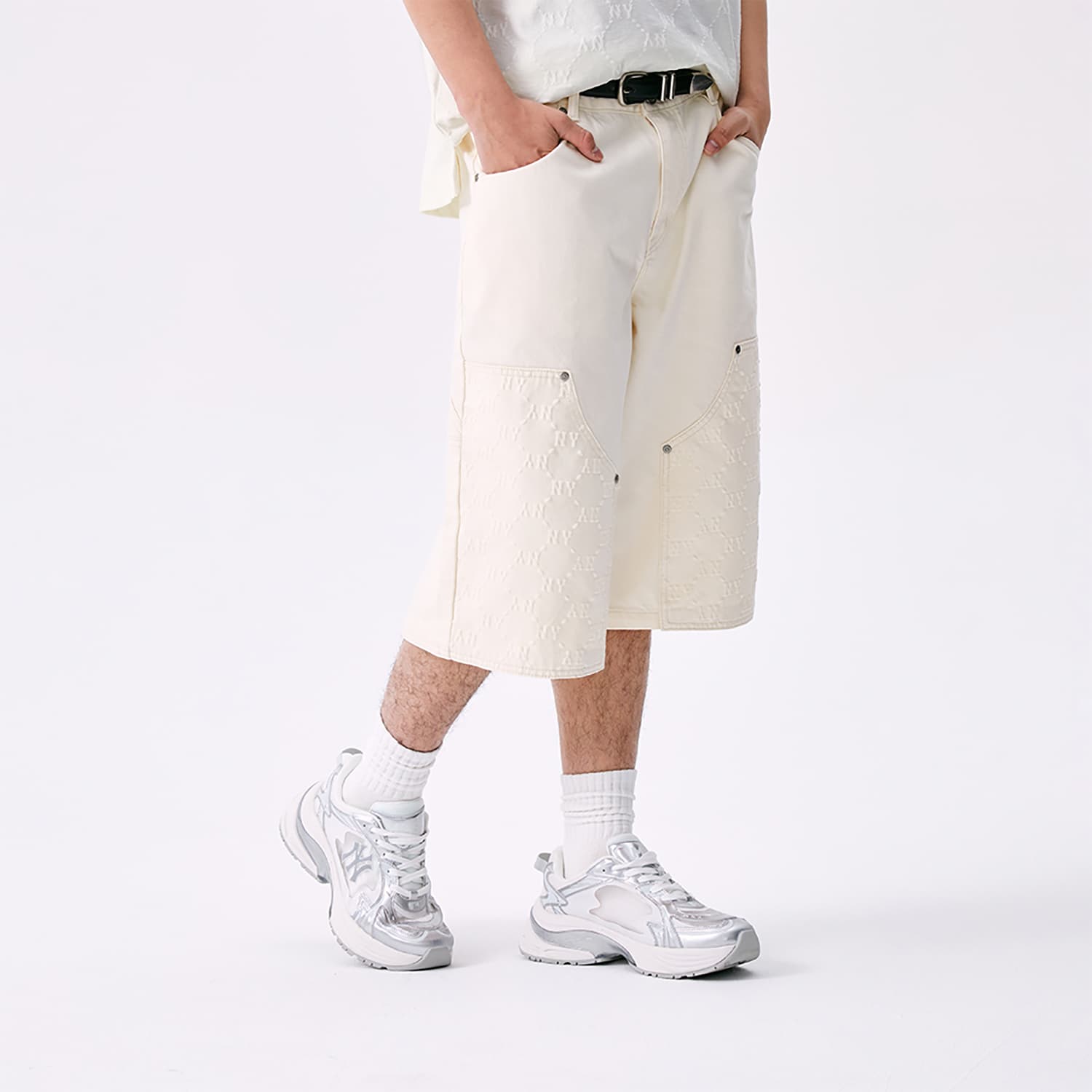 Джинсовые шорты MLB MONOGRAM SS25 Джинсовые шорты Мужские Белые - изображение 5