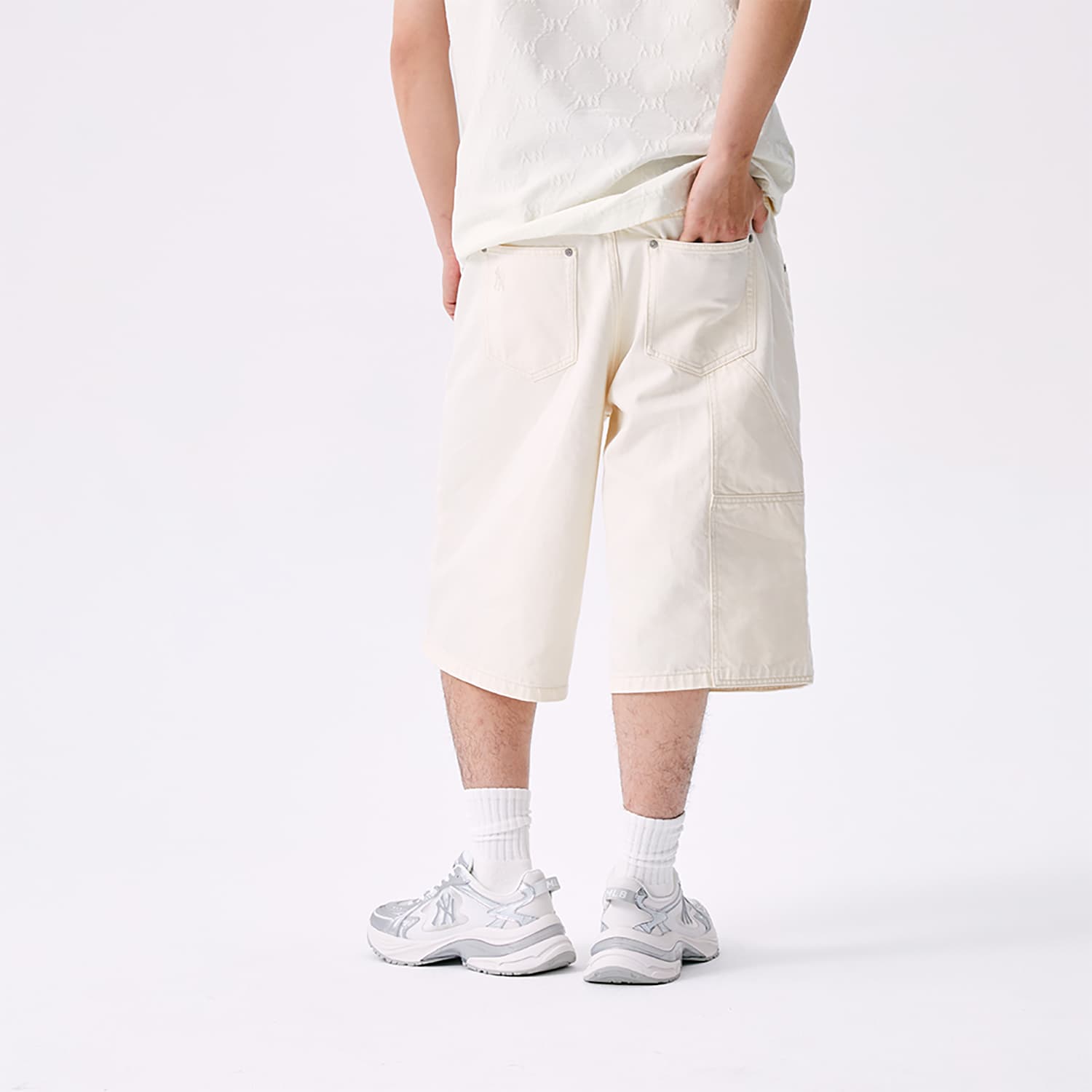Джинсовые шорты MLB MONOGRAM SS25 Джинсовые шорты Мужские Белые - изображение 4