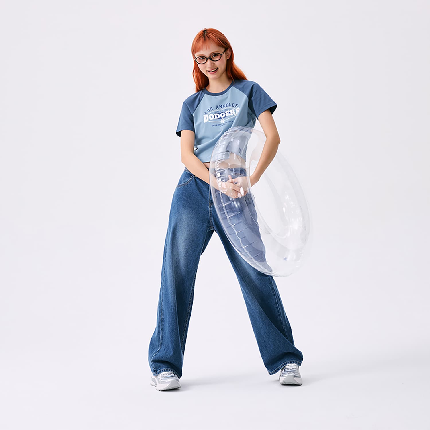 Футболка MLB Preppy Style Collection Los Angeles Dodgers SS25 Реглан T-Рубашка Женская Светлая Джинсовая - изображение 5