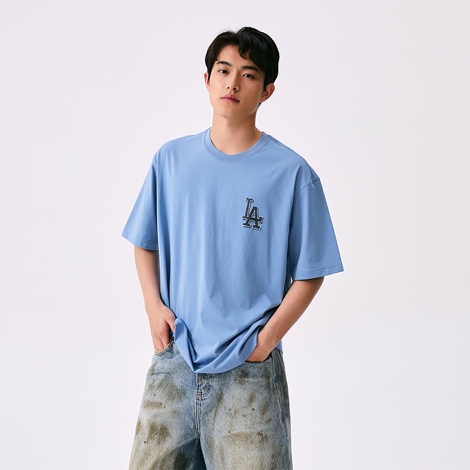 Футболка MLB MONOGRAM SS25 T Рубашка Унисекс Темно-Небесно-Синий - изображение 5