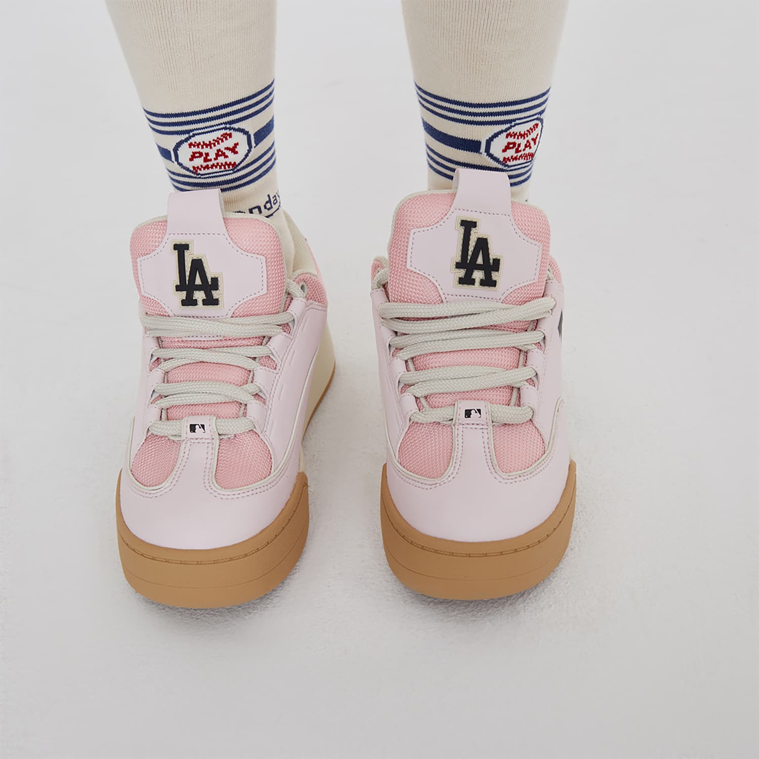 Кроссовки mlb Chunky Wide Low Топ Скейтборд Обувь Унисекс Розовый - изображение 10