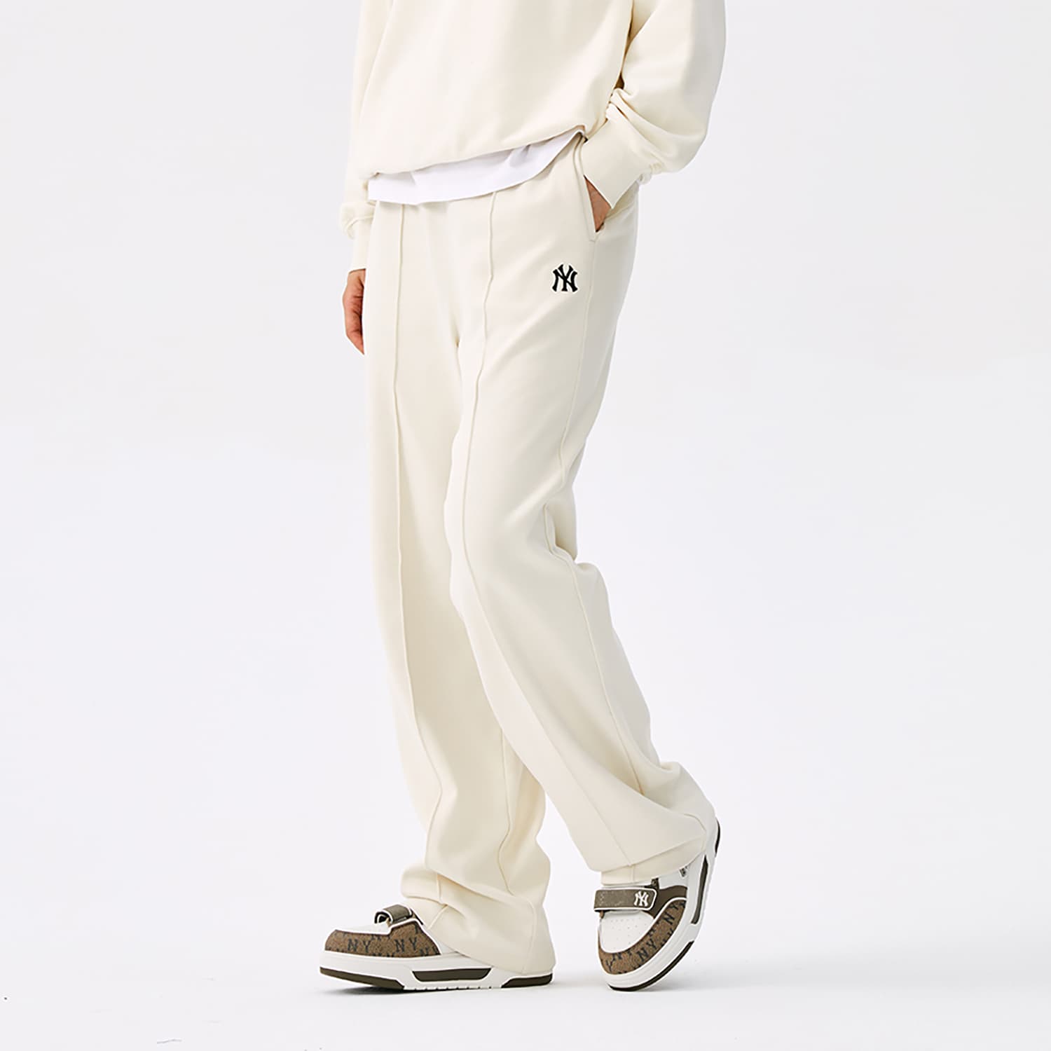 Штаны MLB New York Yankees Basic Collection 25FW Повседневные штаны Женские Стандартный размер Айвори - изображение 5