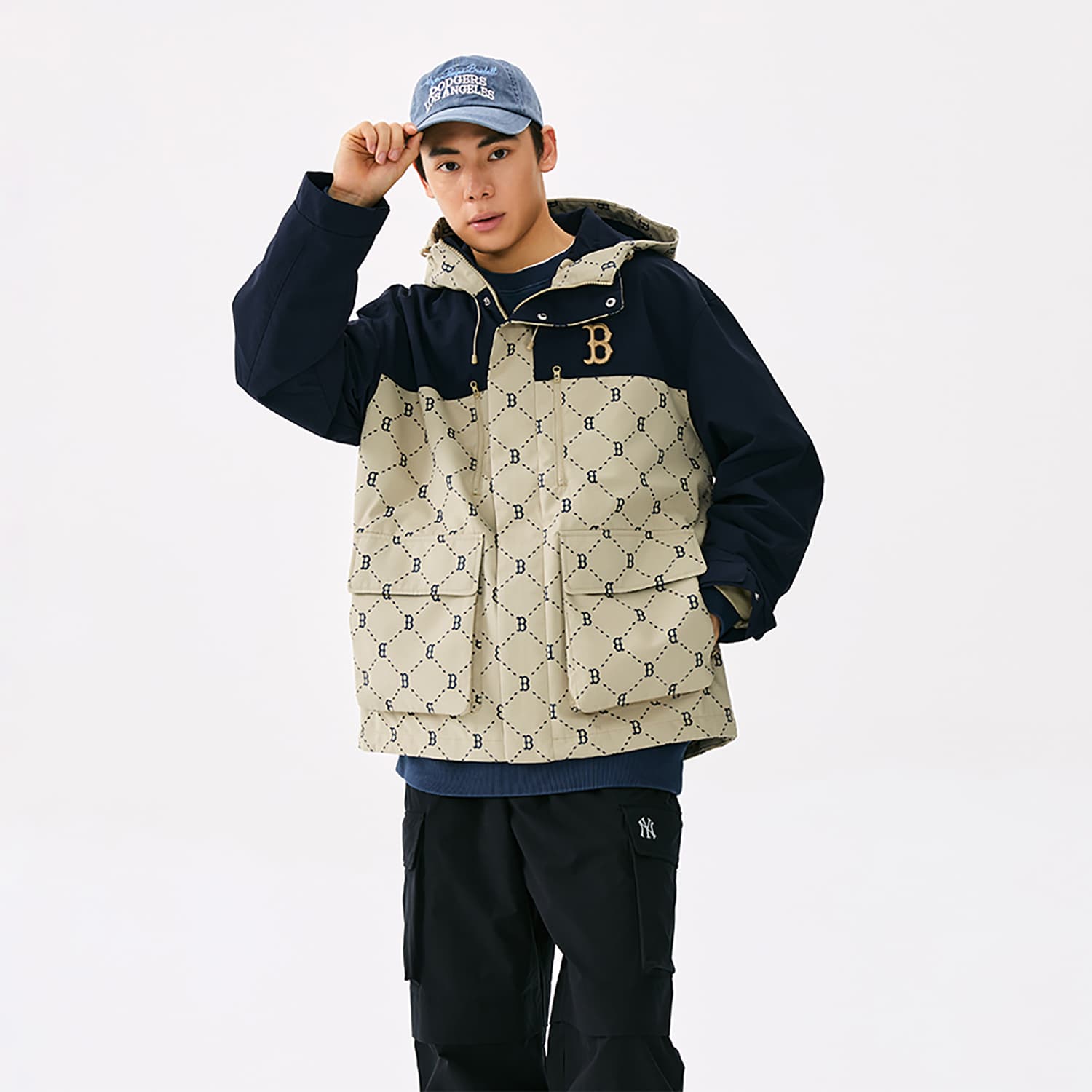 Куртка MLB MONOGRAM Коллекция Boston Red Sox 25FW Куртка Унисекс Стандартный размер Песок - изображение 4