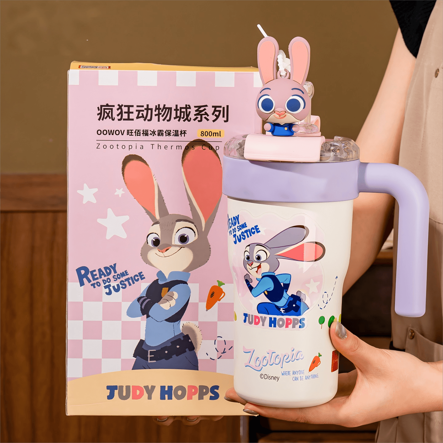 Disney Stitch Коллаборация с Zootopia Judy Nic Большой термокружка с утолщением 800 мл - изображение 2