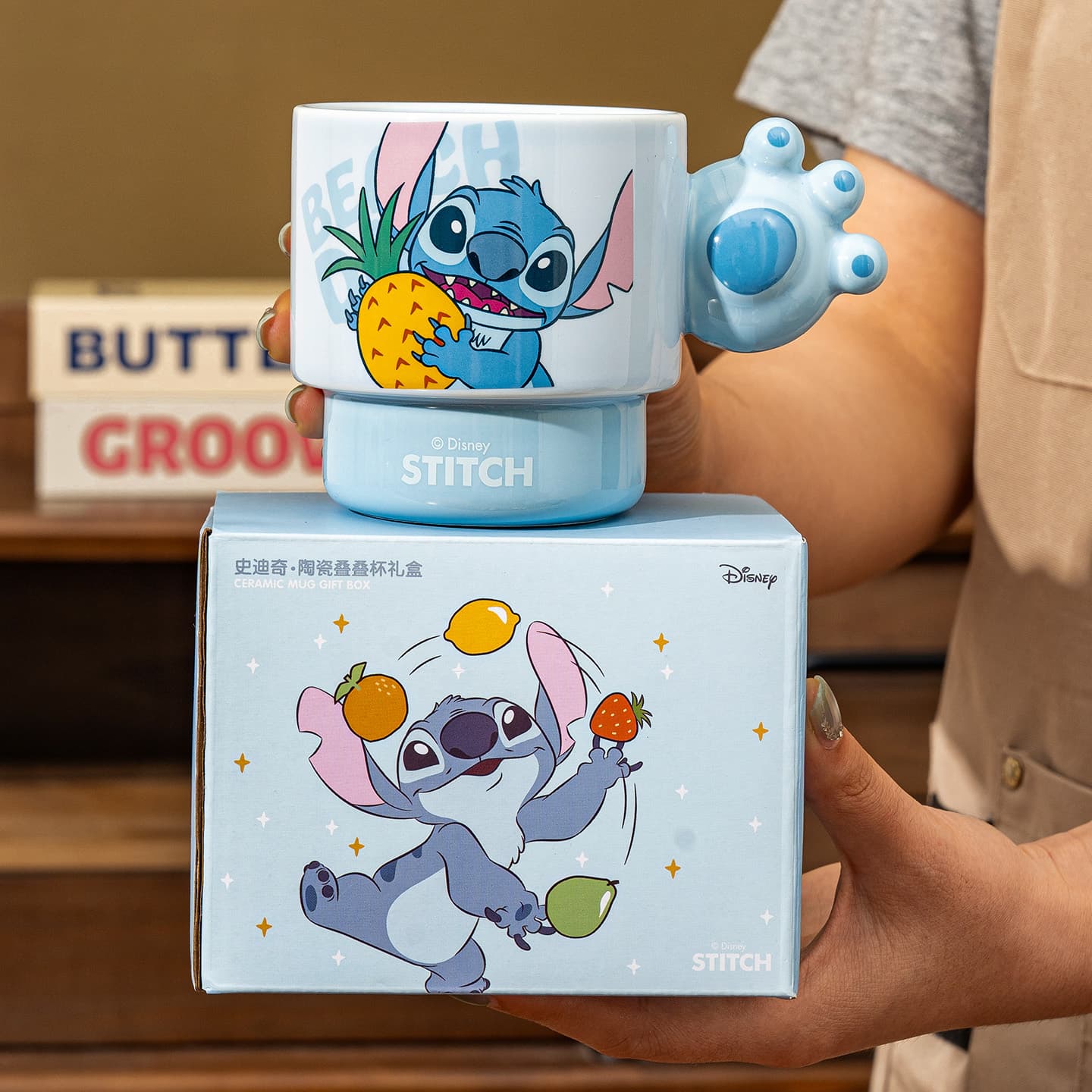 Disney Stitch Кружка Дом Керамика Подстаканник Милый Мультяшный Складные Кубки Синий 300 мл - изображение 2