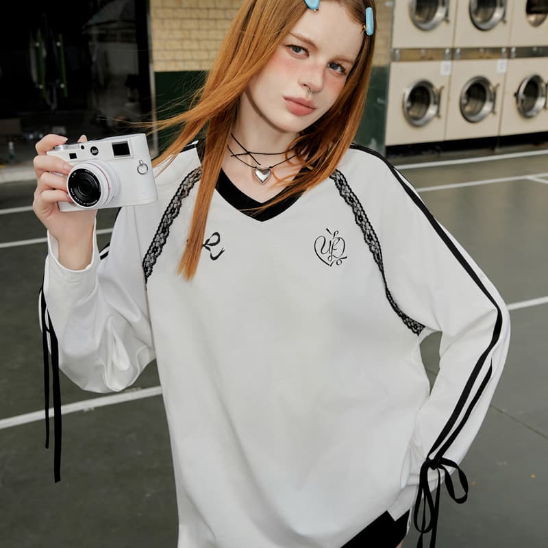 Кофта UNIFREE V-Neck Long Sleeve T-Shirt - изображение 7