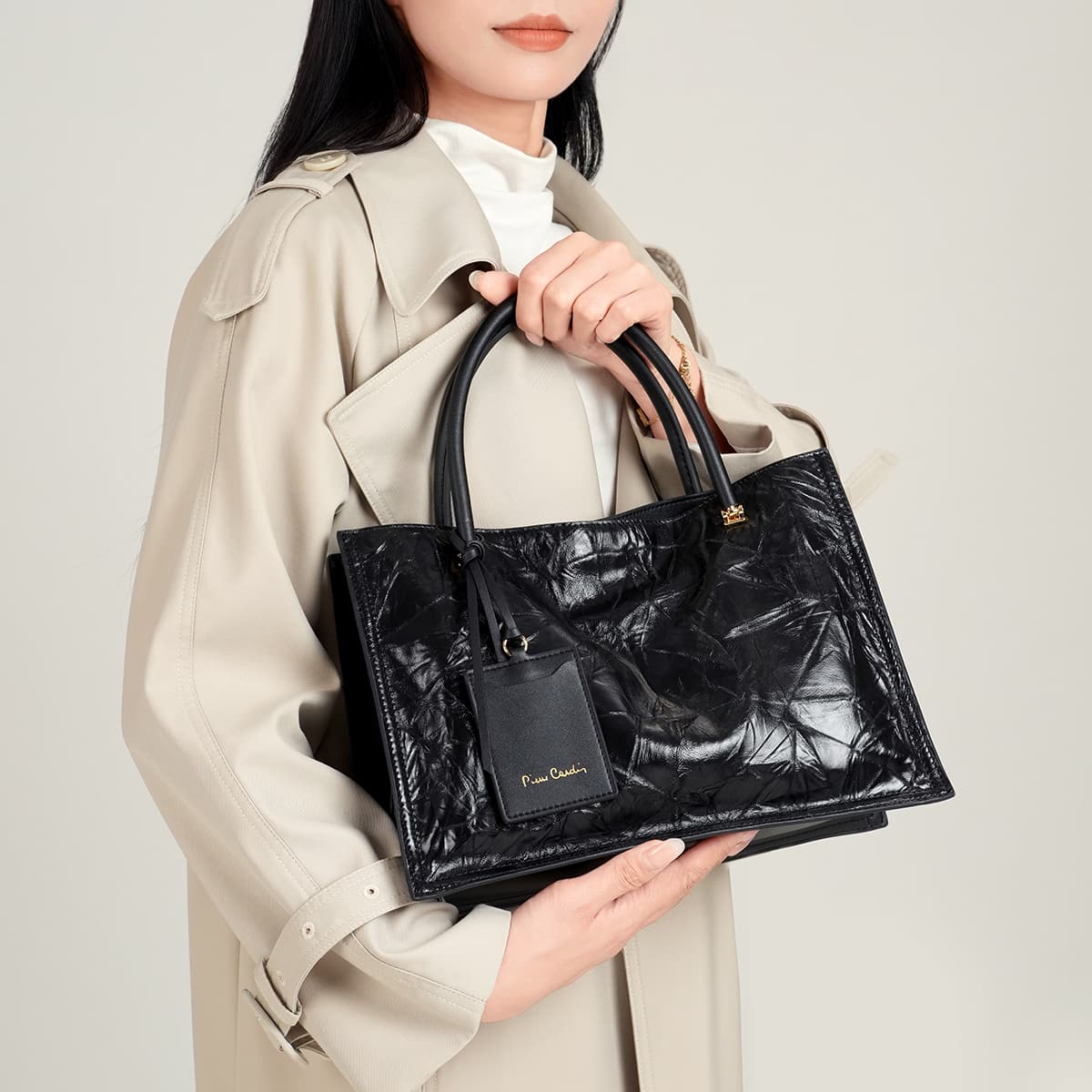 Сумка PIERRE CARDIN Сумка из коровьей кожи стандартная (стандартная) женская черная кофейная бежевая - изображение 6