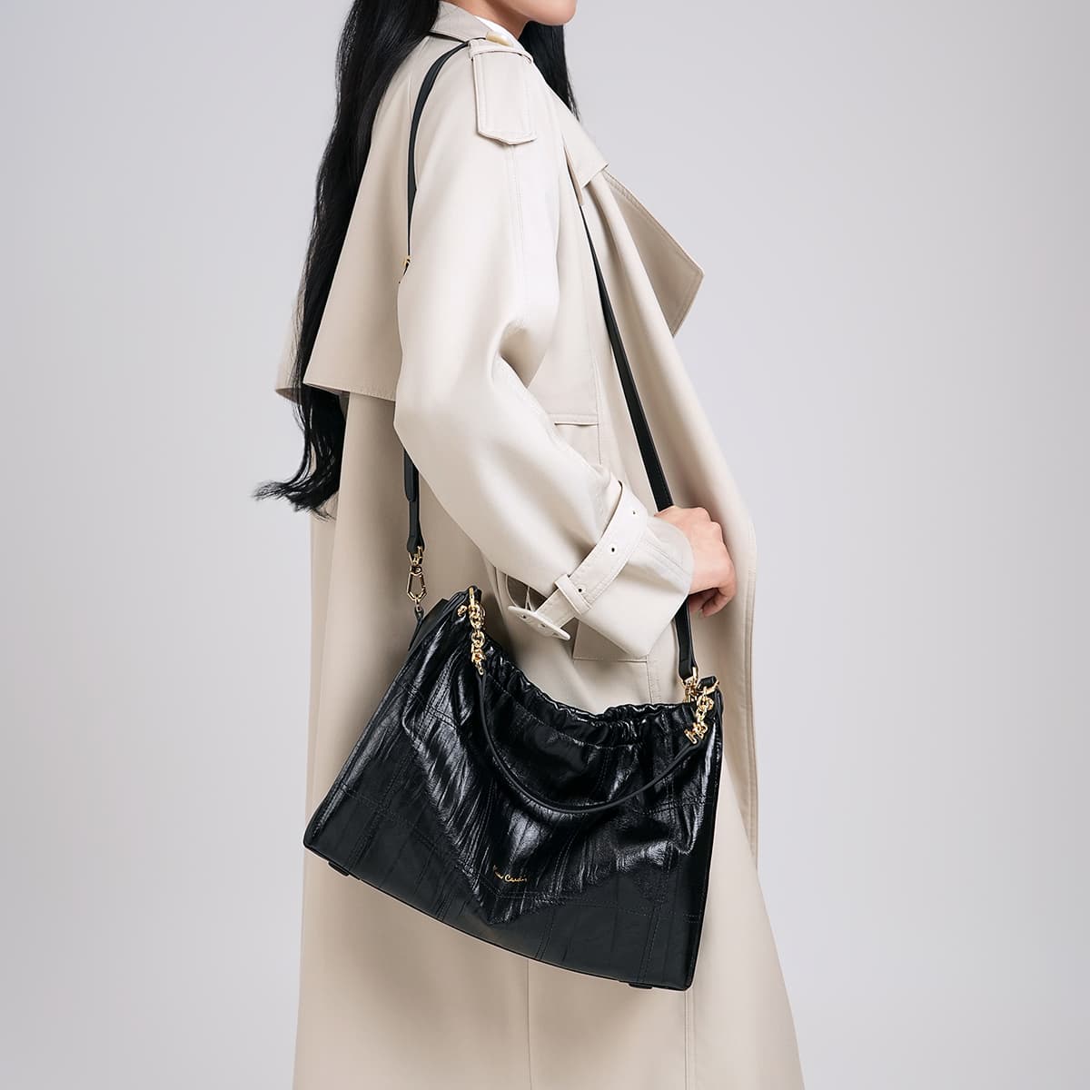Мини-сумка PIERRE CARDIN Лицевая коровья кожа Сумка на плечо Обычный (стандартный) Женские Черный серый Синий бежевый - изображение 8