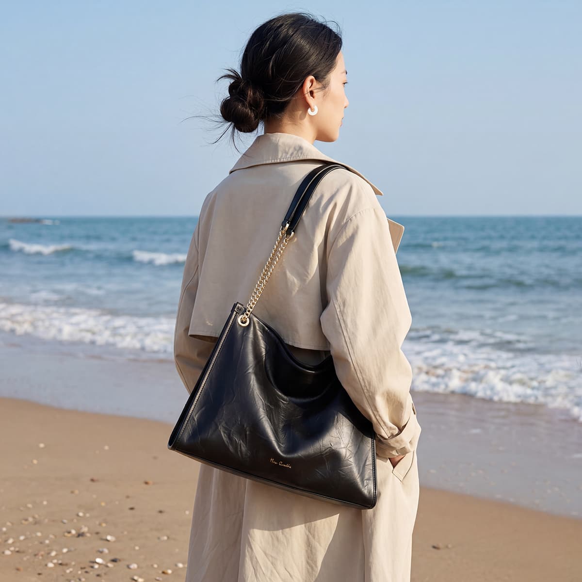 Сумка через плечо PIERRE CARDIN Сумка через плечо из коровьей кожи женская черная молочно-чайная мокко - изображение 6