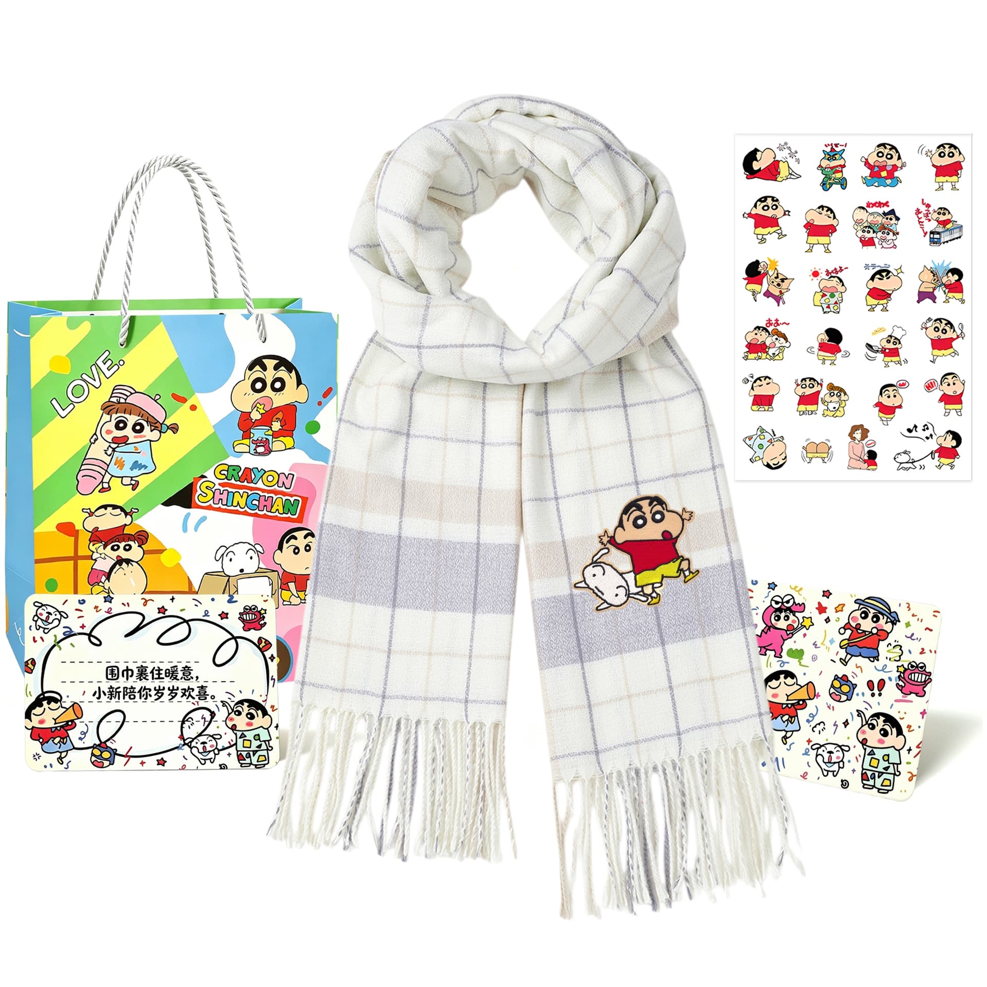 Шарф Crayon Shinchan Полиэфирный трикотаж Платки Унисекс - изображение 1