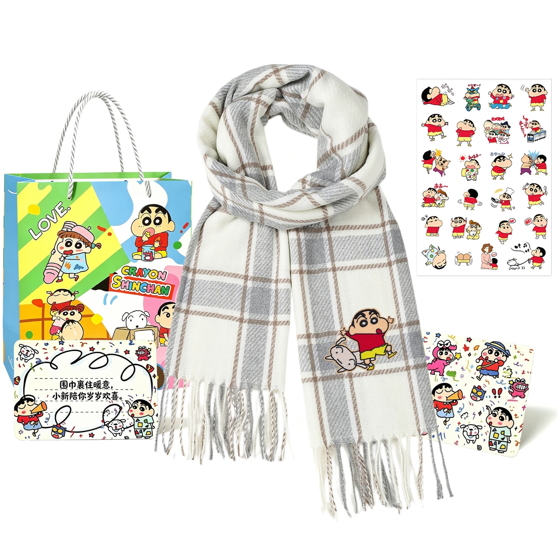 Шарф Crayon Shinchan Полиэфирный трикотаж Платки Унисекс - изображение 1