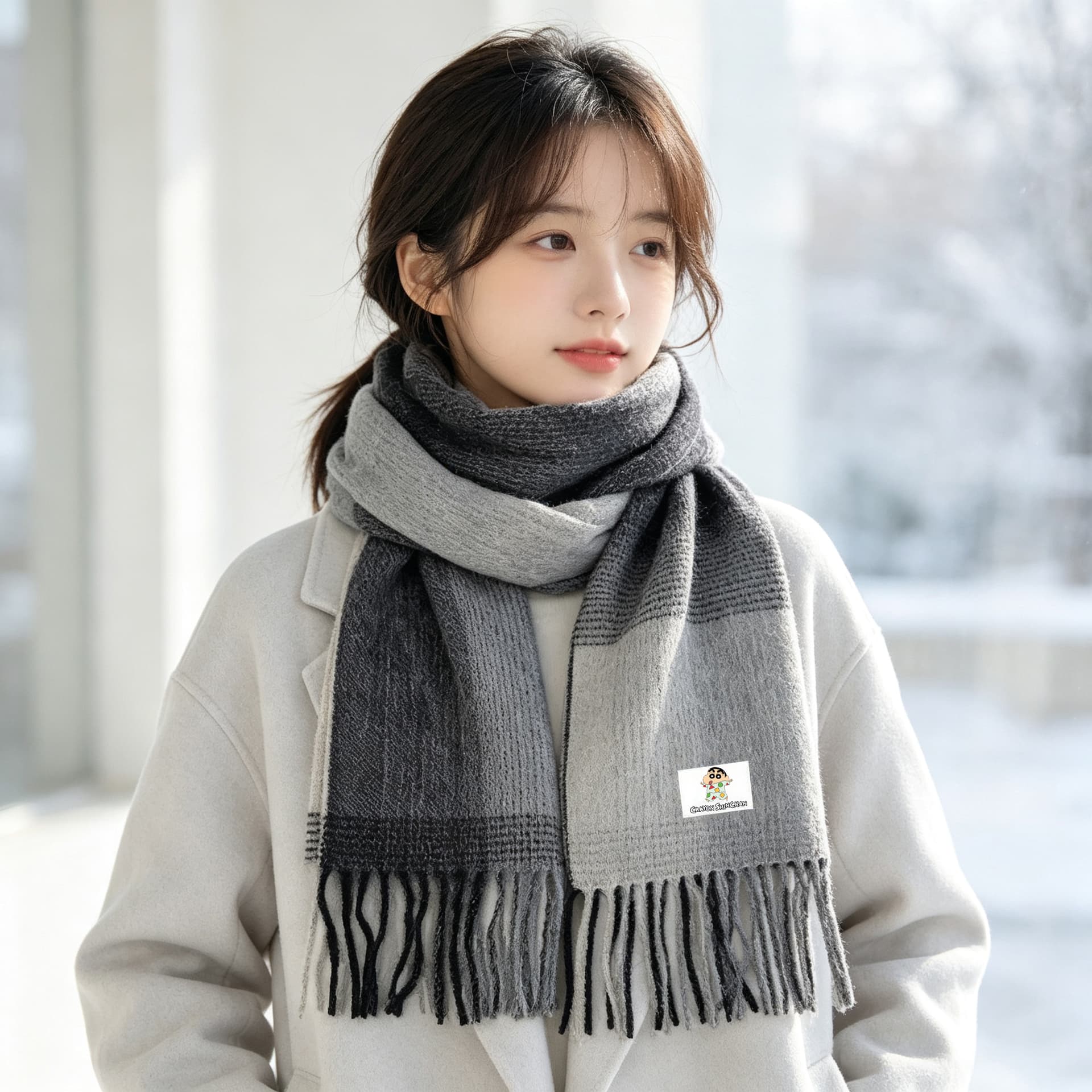 Шарф Crayon Shinchan Wool Knit Платки Унисекс - изображение 2