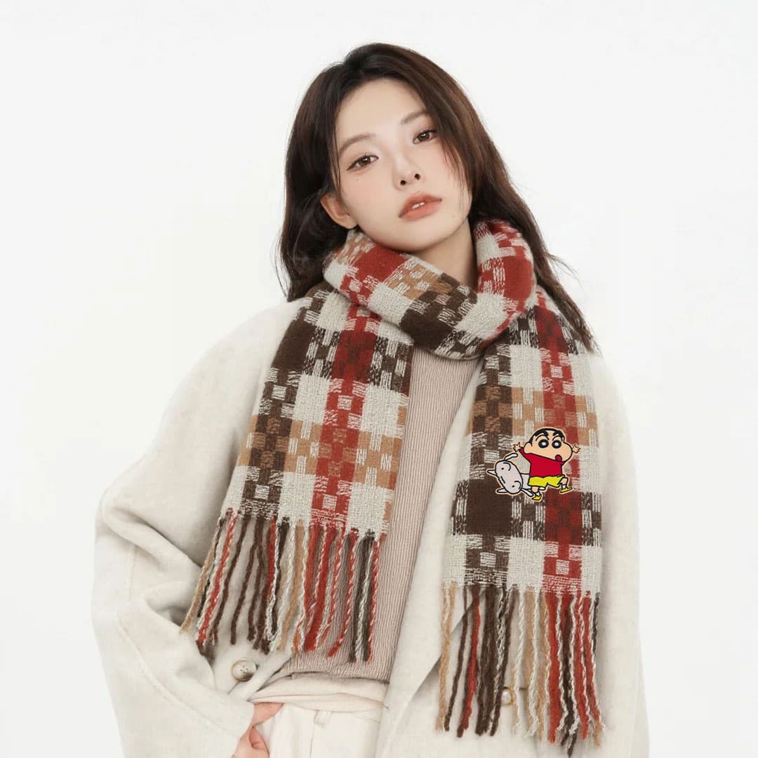 Шарф Crayon Shinchan Искусственный кашемир Knit Scarves Unisex - изображение 2