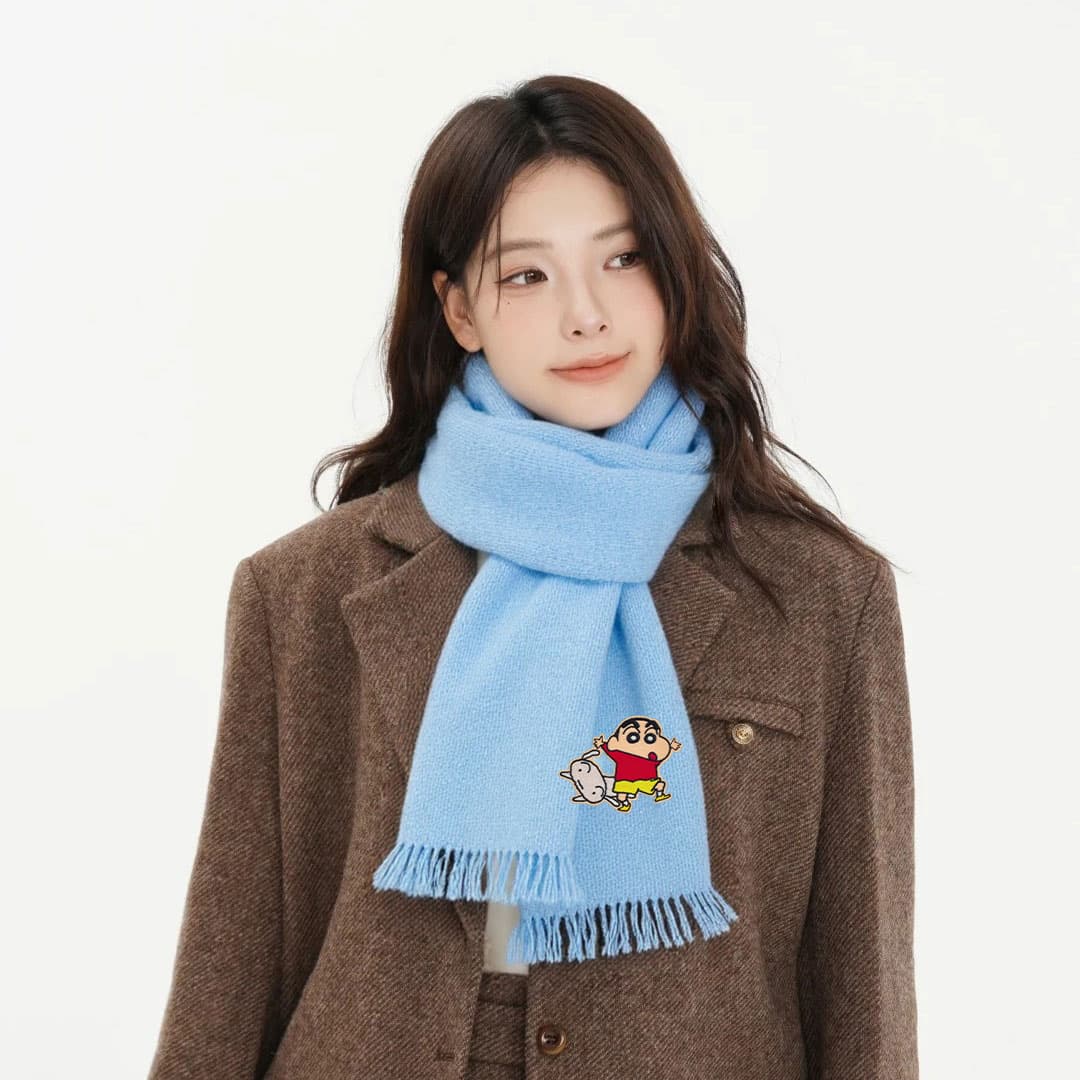 Шарф Crayon Shinchan Шерстяная смесь Knit Scarves Unisex - изображение 2