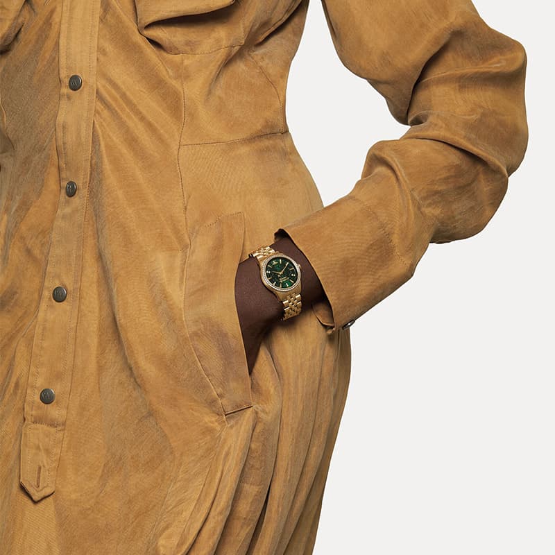 Механические часы Vivienne Westwood Часы на запястье Кварцевый механизм 32 мм Зеленый циферблат Женские часы - изображение 6