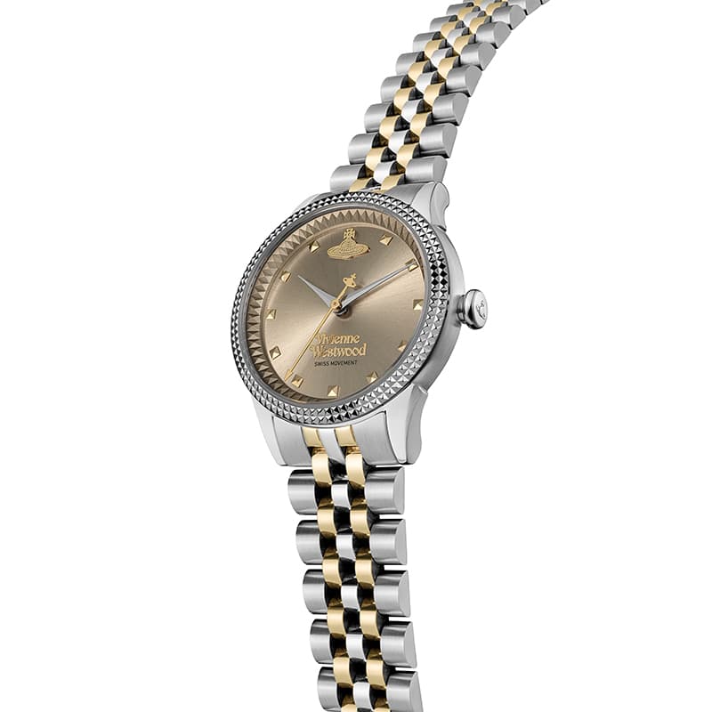 Механические часы Vivienne Westwood Часы с ремешком на запястье кварцевый механизм нержавеющая сталь шнуровка золотой циферблат - изображение 3