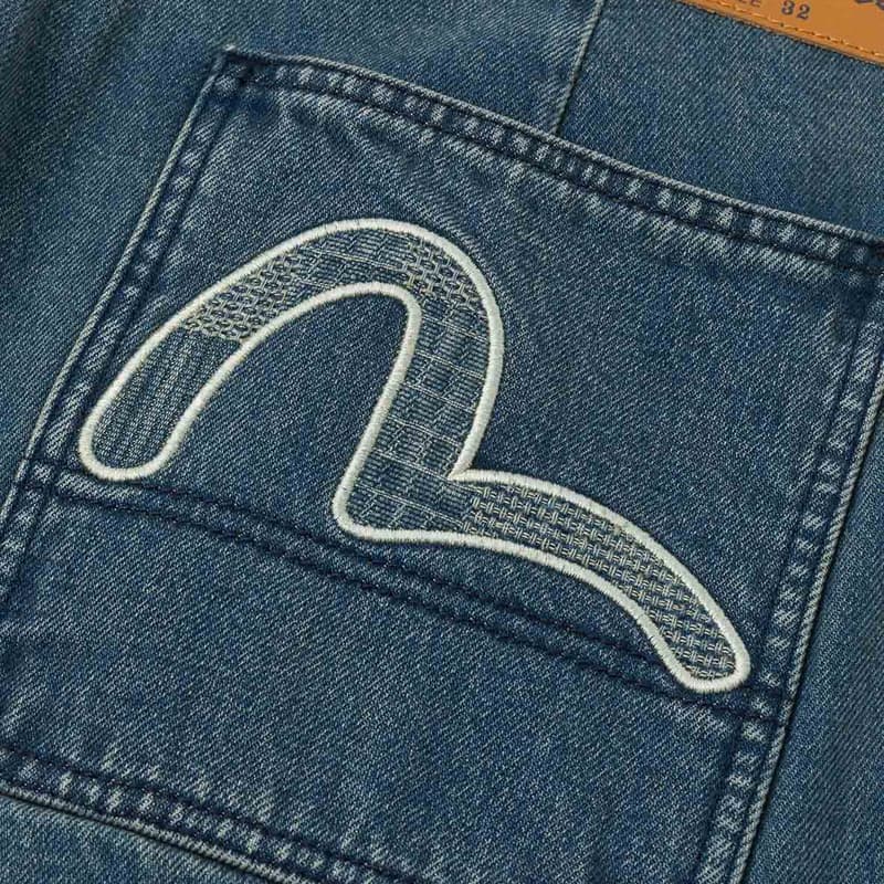 Штаны EVISU Джинсовый Синий Мужские Джинсы - изображение 6