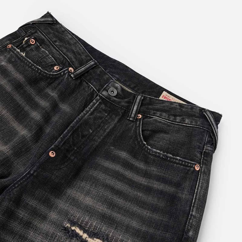 Штаны EVISU Denim Черные Мужские Джинсы - изображение 5