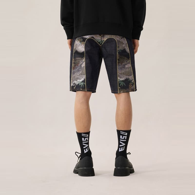 Джинсовые шорты EVISU Джинсовые синие мужские джинсовые шорты - изображение 3
