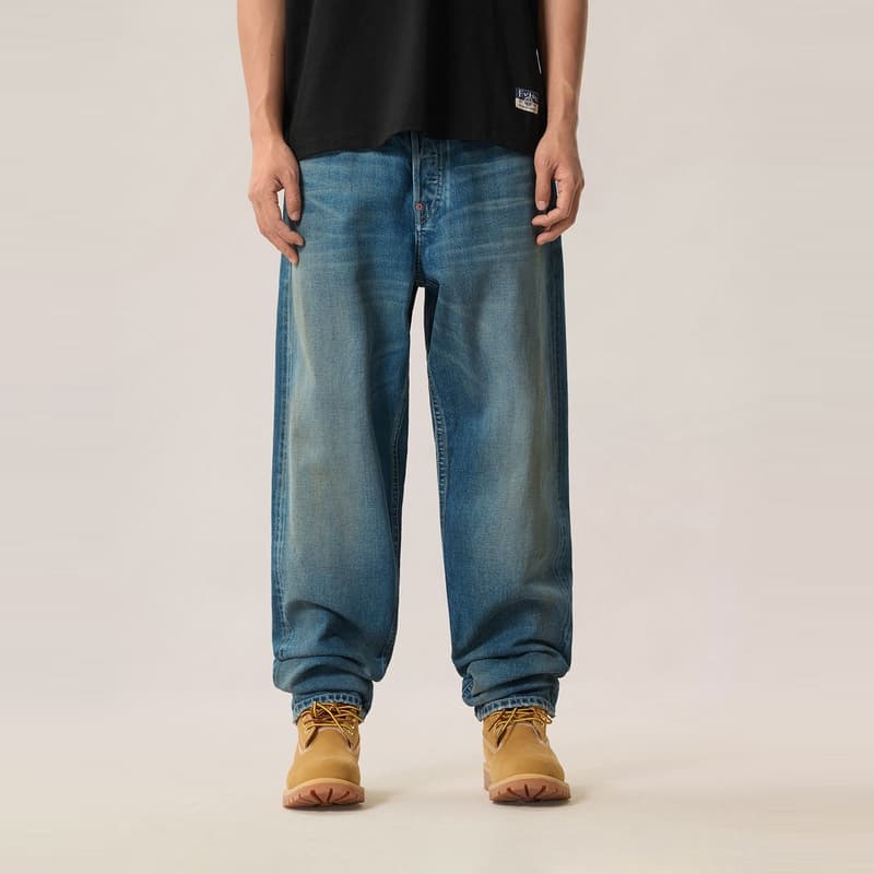 Штаны EVISU Джинсовый Синий Мужские Джинсы - изображение 4