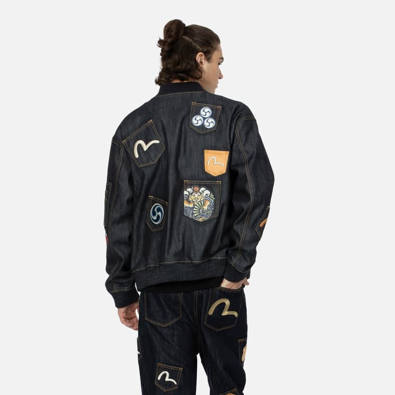 Джинсовая куртка EVISU Джинсовая Куртка Мужская Джинсовая Синяя - изображение 4