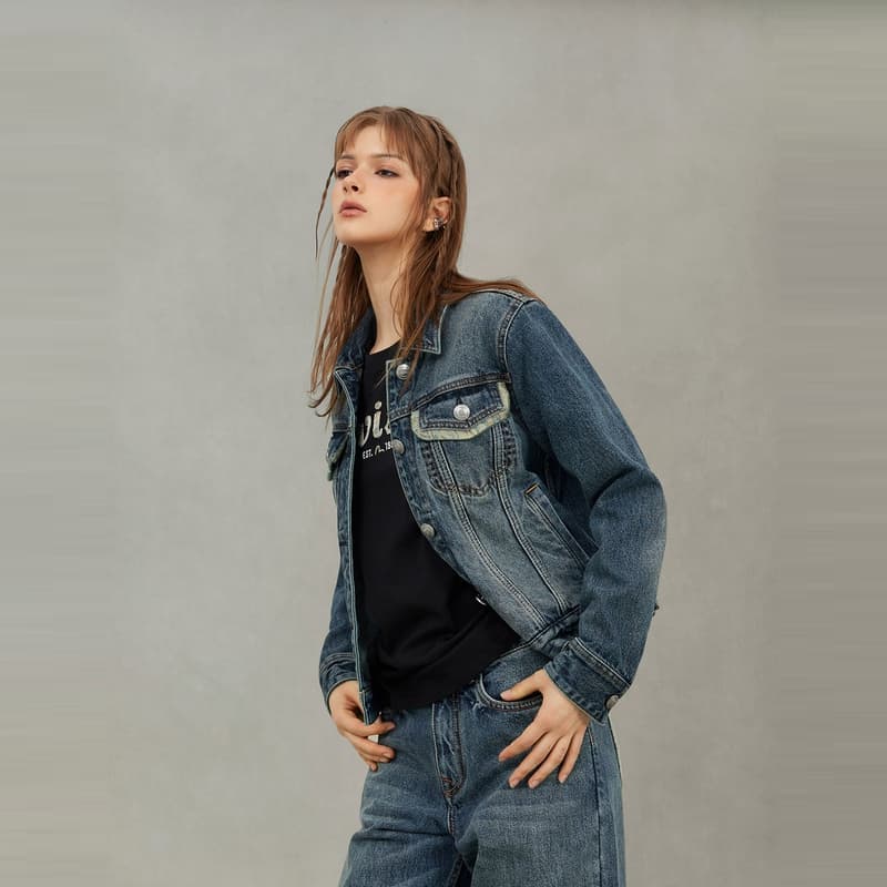 EVISU 2025 Осенний Деним Куртка Женская - изображение 4