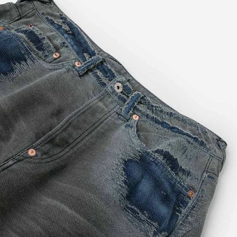 Штаны EVISU Джинсовый Синий Мужские Джинсы - изображение 5