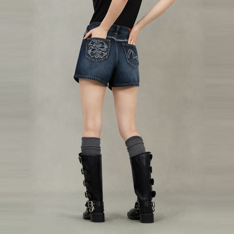 EVISU Джинсовые синие женские джинсовые шорты - изображение 3