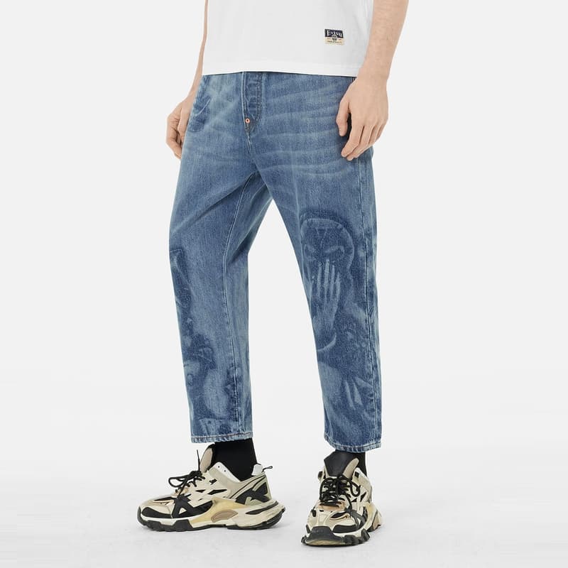 Штаны EVISU Джинсовый Синий Мужские Джинсы - изображение 4