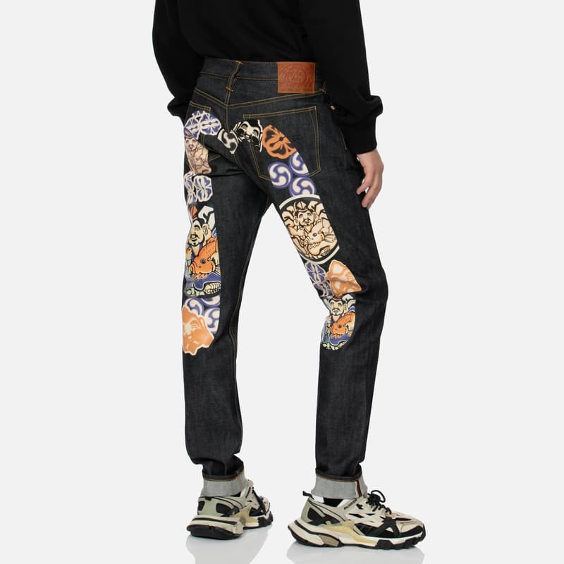 Штаны EVISU Джинсовый Синий Мужские Джинсы - изображение 3