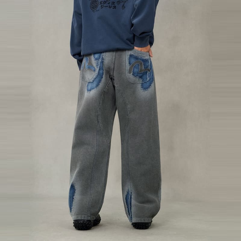 Штаны EVISU Джинсовый Синий Мужские Джинсы - изображение 3