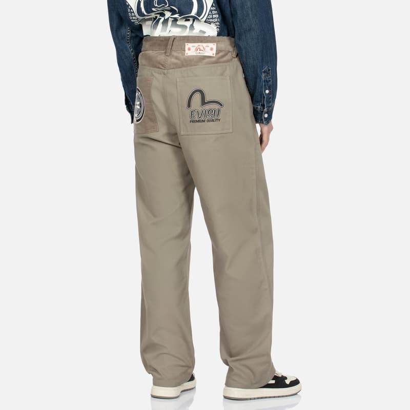 Штаны EVISU Хаки Мужские Повседневные Штаны - изображение 4