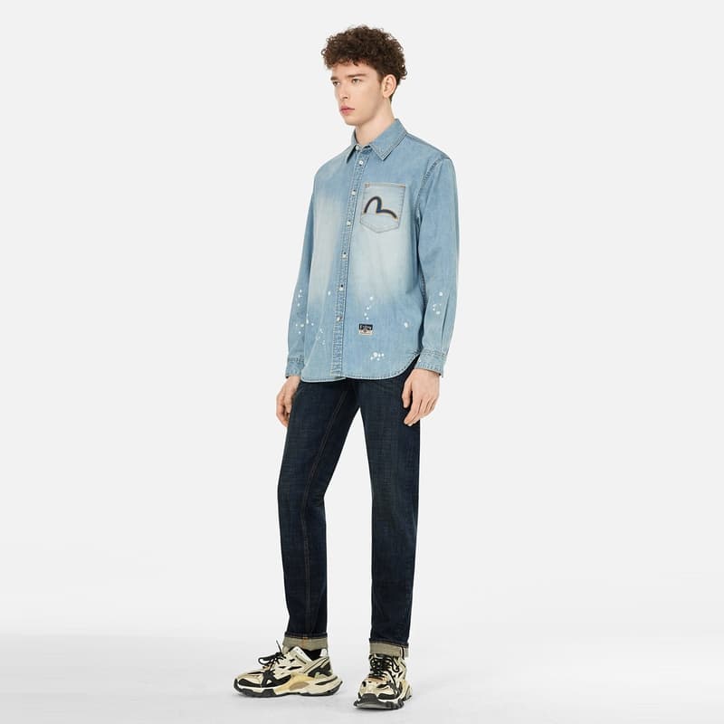 Штаны EVISU Джинсовый Синий Мужские Джинсы - изображение 5
